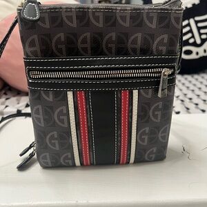 Giani Bernini Gray Crossbody with Red & Black Stripe Accents